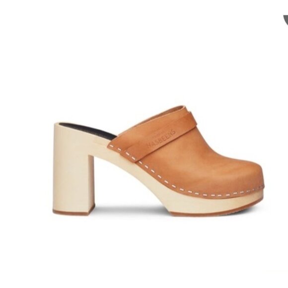 Swedish Hasbeens Classic Slip On Clogs 39 Leather - Picture 1 of 13